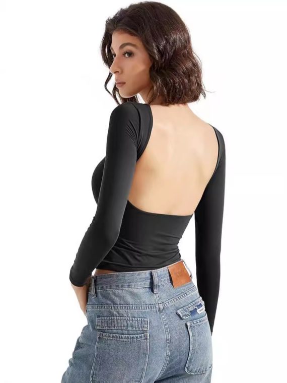 Women’s Summer Backless Long-Sleeved T-Shirt – Breezy & Stylish Summer Essential - Image 5