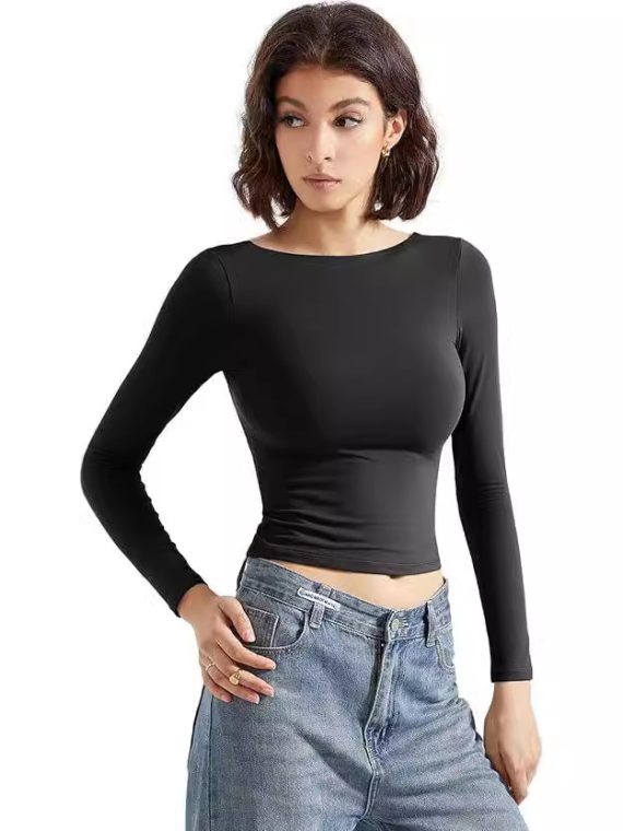 Women’s Summer Backless Long-Sleeved T-Shirt – Breezy & Stylish Summer Essential - Image 3